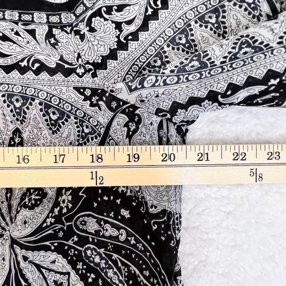 Talbots Petite Paisley Shirt Black White Sheer‎ Cotton Button Up LP - Picture 4 of 9